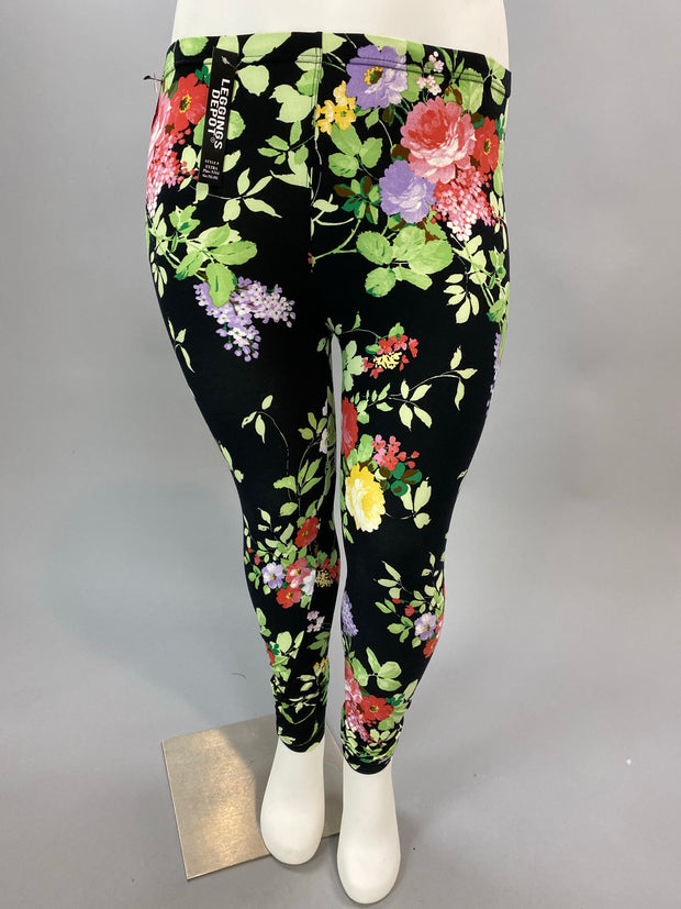 Springtime Floral Black Leggings Floral Print PLUS SIZE – Curvy Boutique Plus Size Clothing