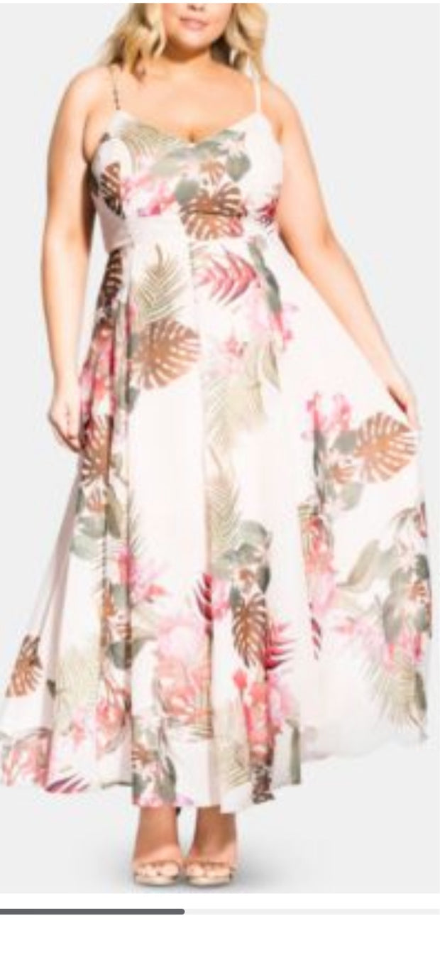 LD-D M-109 {City Chic} Palm Print Dress Retail $139.00 PLUS SIZE 16W