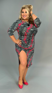 LD-K {Who's That Lady} Blk/Fuchsia Snakeskin  Print Bodycon Dress SALE!!!  PLUS SIZE 1X 2X 3X