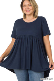 60 SSS-D {Getting The Best} Navy Babydoll Top  PLUS  SIZE 1X 2X 3X