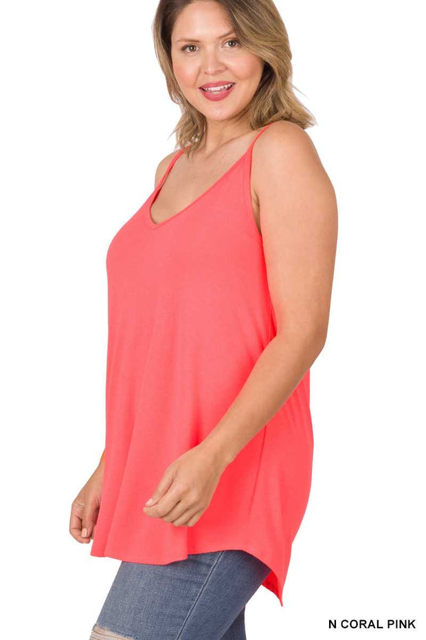 TANK {Beautiful Things} Neon Coral V-Neck Tank Top  PLUS SIZE 1X