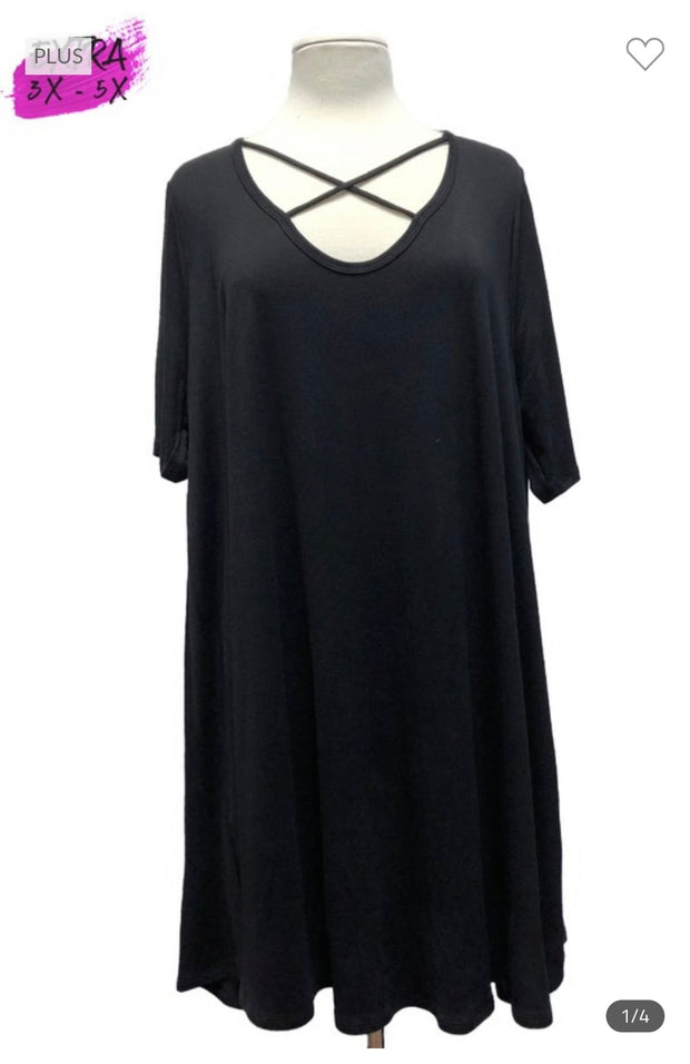 57 SSS-A {Getting Attention} Black Criss Cross Neck Dress  SALE!!!!  EXTENDED PLUS SIZE 3X 4X 5X