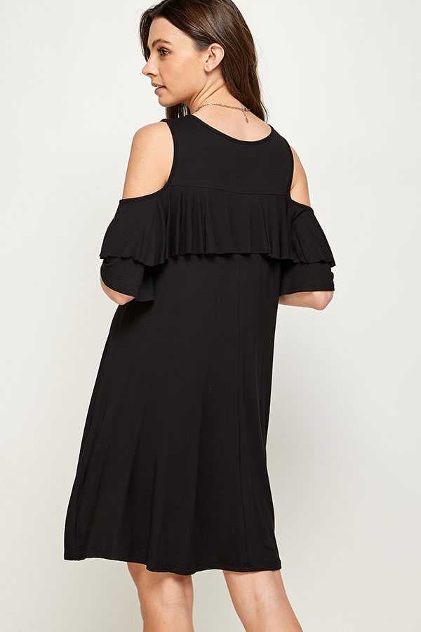 33 OS-D {Found Your Way} Black Cold Shoulder Dress PLUS SIZE XL 2X 3X Curvy Boutique Plus Size Clothing 33 OS-D {Found Your Way} Black Cold Shoulder Dress PLUS SIZE XL 2X 3X Curvy Boutique Plus Size Clothing