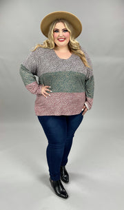 42 OR 56 CP-G {I Got You} Multi-Color V-Neck Tiered Top PLUS SIZE 1X 2X 3X