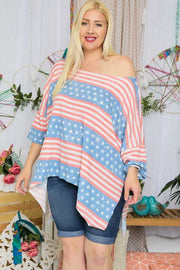 72 GT-A {Proud To Be}  Striped Flag Graphic Tee Plus Size 1X 2X 3X