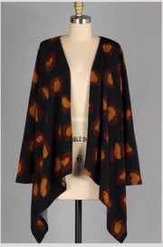 OT-A {Far From Over} Navy Camel Printed  Cardigan PLUS SIZE XL 2X 3X