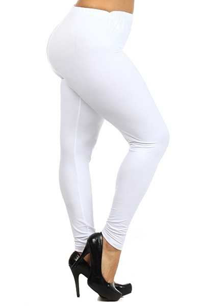 BT-99 {Breeze On By} WHITE BUTTER-SOFT LEGGINGS EXTENDED PLUS SIZE 3X-5X