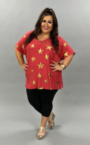61 PSS-C {Hollywood Superstar} V-Neck Top with Front Pocket PLUS SIZE 1X 2X 3X