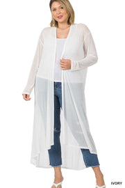 LD-B {New Chapters} Ivory Sheer Mesh Duster PLUS SIZE XL 2X 3X