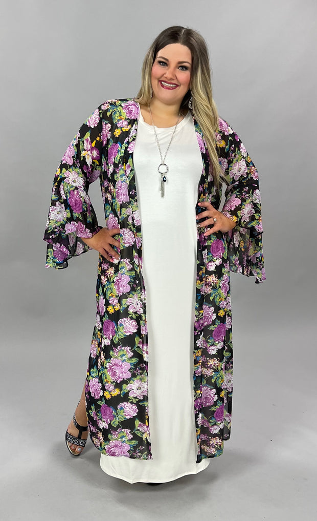 73 OT-C {Magnificent Nights} UMGEE Black Floral Cardigan Plus Size XL 1X 2X