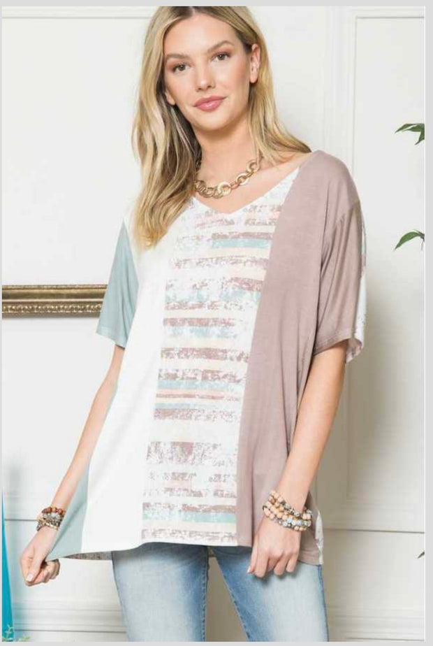 85 CP-A {Break the Mold} SALE! Multi-Color/Striped Top PLUS SIZE 1X 2X 3X
