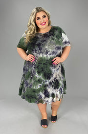 52 PSS-K {Sea At Night} Olive Gray Tie Dye Dress SALE!!!  EXTENDED PLUS SIZES 3X 4X 5X