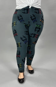 LEG-29 {Cool Pups}  Dogs w/Glasses Printed Leggings  EXTENDED PLUS SIZE 3X/5X