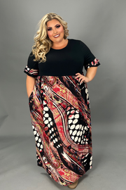 LD-A {Dare To Dazzle} Black/Mixed Color & Print Maxi Dress EXTENDED PLUS SIZE 3X 4X 5X