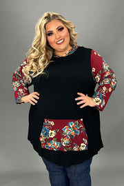 21 HD-Z {Love And Adored} Black/Floral Print Hoodie CURVY BRAND!!! EXTENDED PLUS SIZE 4X 5X 6X