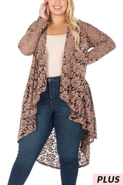 20 OT-W {Lace N Floral} Black Lace Cardigan w/Floral Print PLUS SIZE 1X 2X 3X