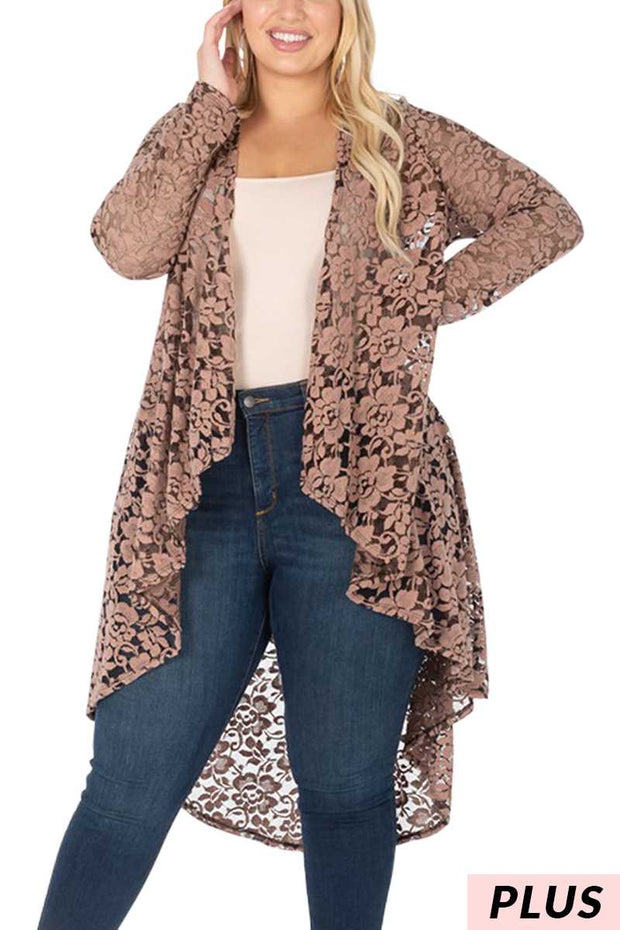 20 OT-W {Lace N Floral} Black Lace Cardigan w/Floral Print PLUS SIZE 1X 2X 3X