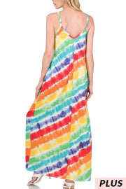 LD-T {Fun At The Rainbow} Multi-Color Tie Dye Sundress PLUS SIZE 1X 2X 3X