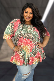 50 PSS {Good Looks And Grace} Multi-Color Tie Dye Ruffle Top EXTENDED PLUS SIZE 4X 5X 6X