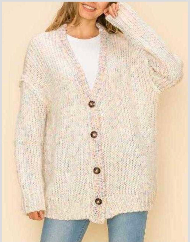 37 OT-F {Full Of Cuddles} Oatmeal Buttoned Sweater PLUS SIZE 1X/2X  2X/3X