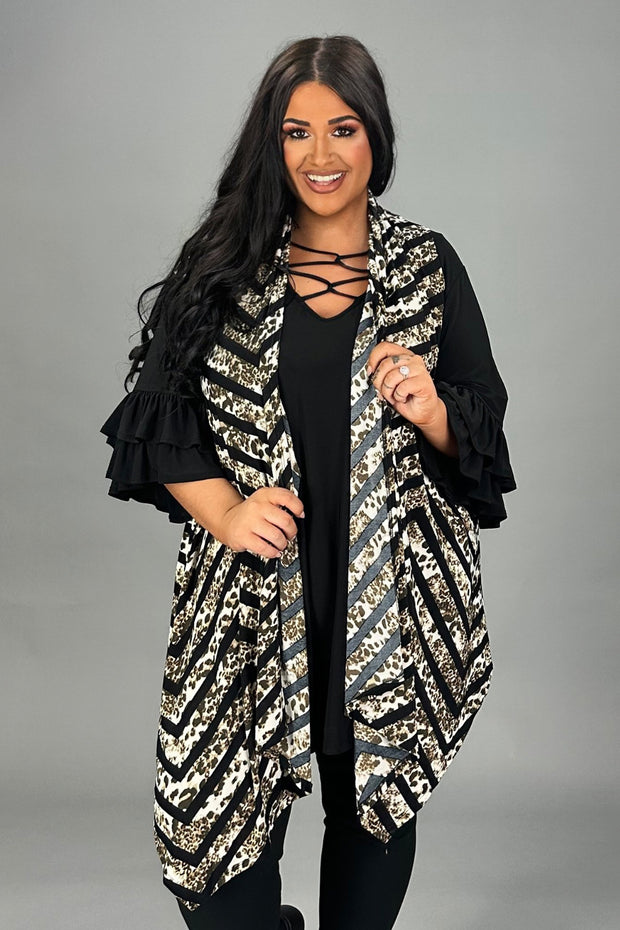 26 OT {A Little Zig A Little Zag} Brown/Black Leopard Print Vest PLUS SIZE XL 2X 3X