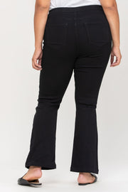 LEG-100 {Ms. Cello} Black Pull On Flair Jeans  PLUS SIZE 1X 2X 3X