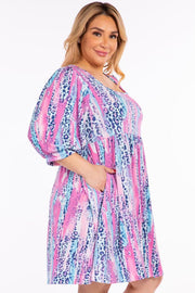 61 PQ-C [Southern Social} Pink Printed Babydoll Dress