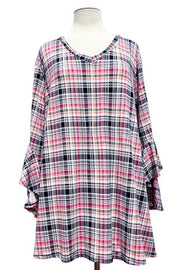 25 PQ {Countless Times} Pink/Black Plaid V-Neck Top EXTENDED PLUS SIZE 4X 5X 6X