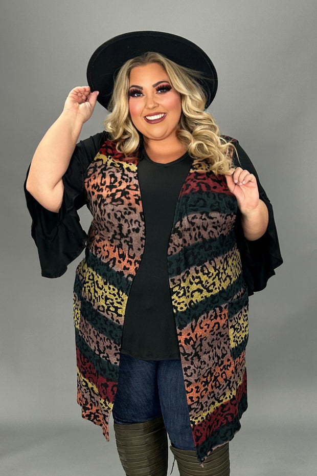27 OT {Harvest Moon} Multi-Color Striped Leopard Vest EXTENDED PLUS SIZE 3X 4X 5X