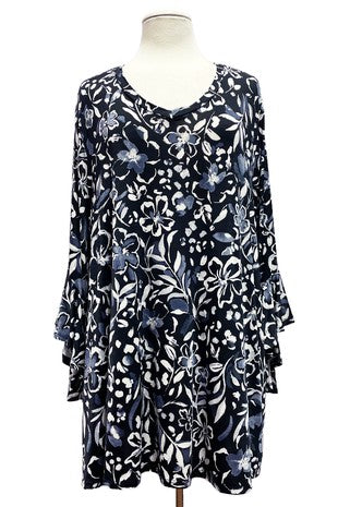 51 PQ {Sophisticated Ease} Black/White Floral Top EXTENDED PLUS SIZE 4X 5X 6X