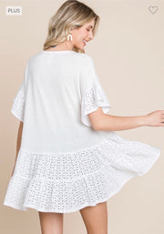 96 CP-B {Eyelet On Board} Ivory Button Up Eyelet Top PLUS SIZE 1X 2X 3X