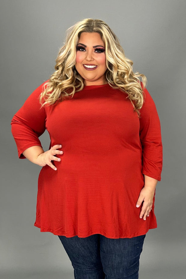 27 SQ {Thinking About Us} Rust Tunic w/Pockets EXTENDED PLUS SIZE 3X 4X 5X