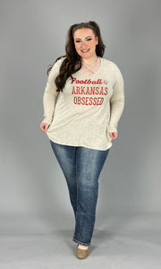 GT-M {Football & Arkansas Obsessed} Beige Printed Top