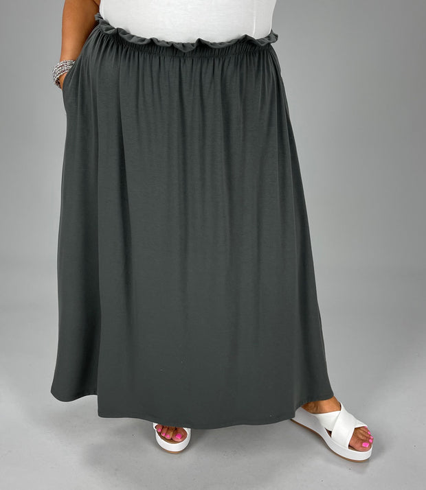 BT-S {Maxi Comfort} Ash Grey Maxi Skirt PLUS SIZE 1X 2X 3X