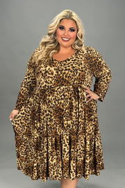 86 PQ-L {Posh Presence} Leopard Print Tiered Dress EXTENDED PLUS SIZE 3X 4X 5X