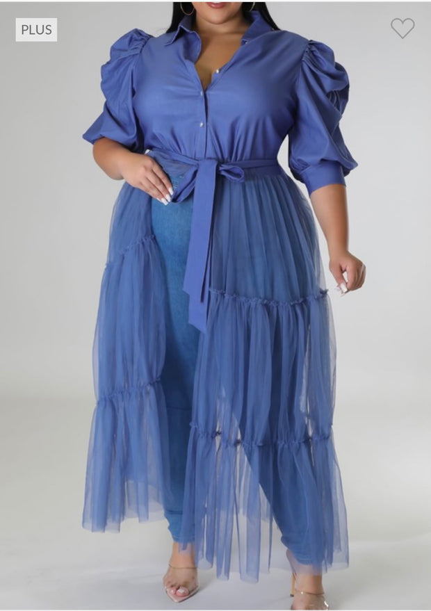 LD-I {Truly The Best} SALE! Denim Blue Tulle Bottom Top PLUS SIZE 1X 2X 3X