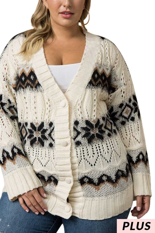 35 OT-D {Cold Chaser} Natural Buttoned Sweater PLUS SIZE 1X/2X  2X/3X