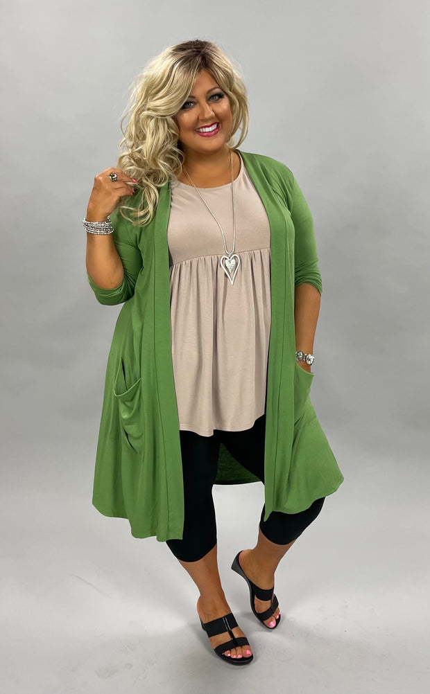 OT-Q {Free Falling} KIWI Slouchy Pocket Cardigan***SALE***