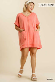 77 SSS-A {Daytime Glow} UMGEE Coral Tunic W/Pockets PLUS SIZE XL 1X 2X