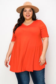 33 SSS-Y {Keep It Comfy} Scarlet Red V-Neck Top EXTENDED PLUS SIZE 3X 4X 5X