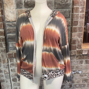 26  OT-D  {Quit Playing}  Rust Leopard Contrast  Jacket  PLUS SIZE XL 2X 3X