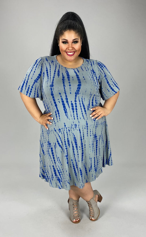 33 PSS-D {Clearly Confident} Gray/Navy Print Dress PLUS SIZE 1X 2X 3X