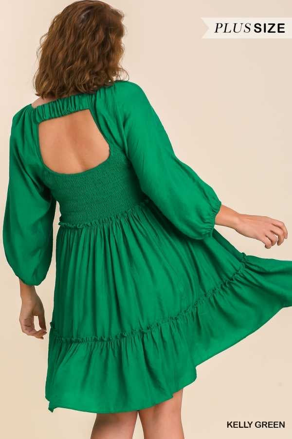 SALE!! 46 SQ-B {Into Bliss} Umgee Kelly Green Smocked Dress PLUS SIZE Curvy Boutique Plus Size Clothing SALE!! 46 SQ-B {Into Bliss} Umgee Kelly Green Smocked Dress PLUS SIZE Curvy Boutique Plus Size Clothing