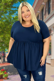 60 SSS-D {Getting The Best} Navy Babydoll Top  PLUS  SIZE 1X 2X 3X