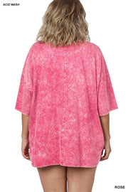 66 PSS-I {Picnic Time} Rose Mineral Wash Top PLUS SIZE 1X/2X  2X/3X