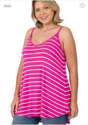 69 SV-A {Not My Last Stripe}  Hot Pink Reversible Cami PLUS SIZE 1X 2X 3X