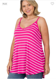 69 SV-A {Not My Last Stripe}  Hot Pink Reversible Cami PLUS SIZE 1X 2X 3X