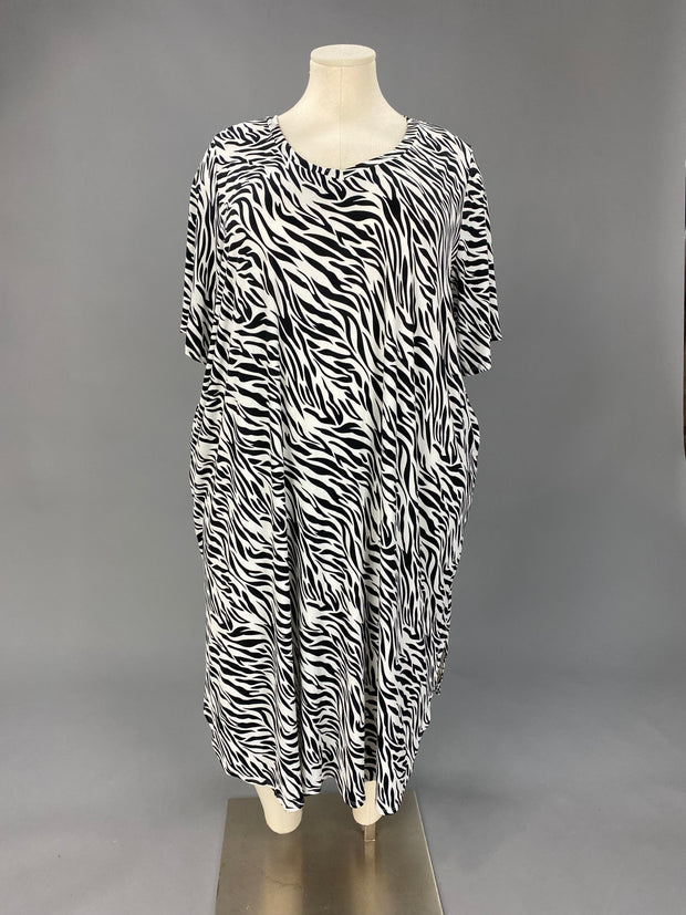 LD-U {On A Safari} Black/Ivory Zebra Print Maxi Dress CURVY BRAND!!!  EXTENDED PLUS SIZE 3X 4X 5X