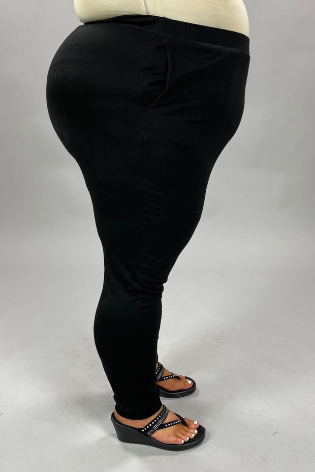 BT-99 {Perfect Pair} "Buttersoft" Black Cuffed Leggings PLUS SIZE 1X 2X 3X