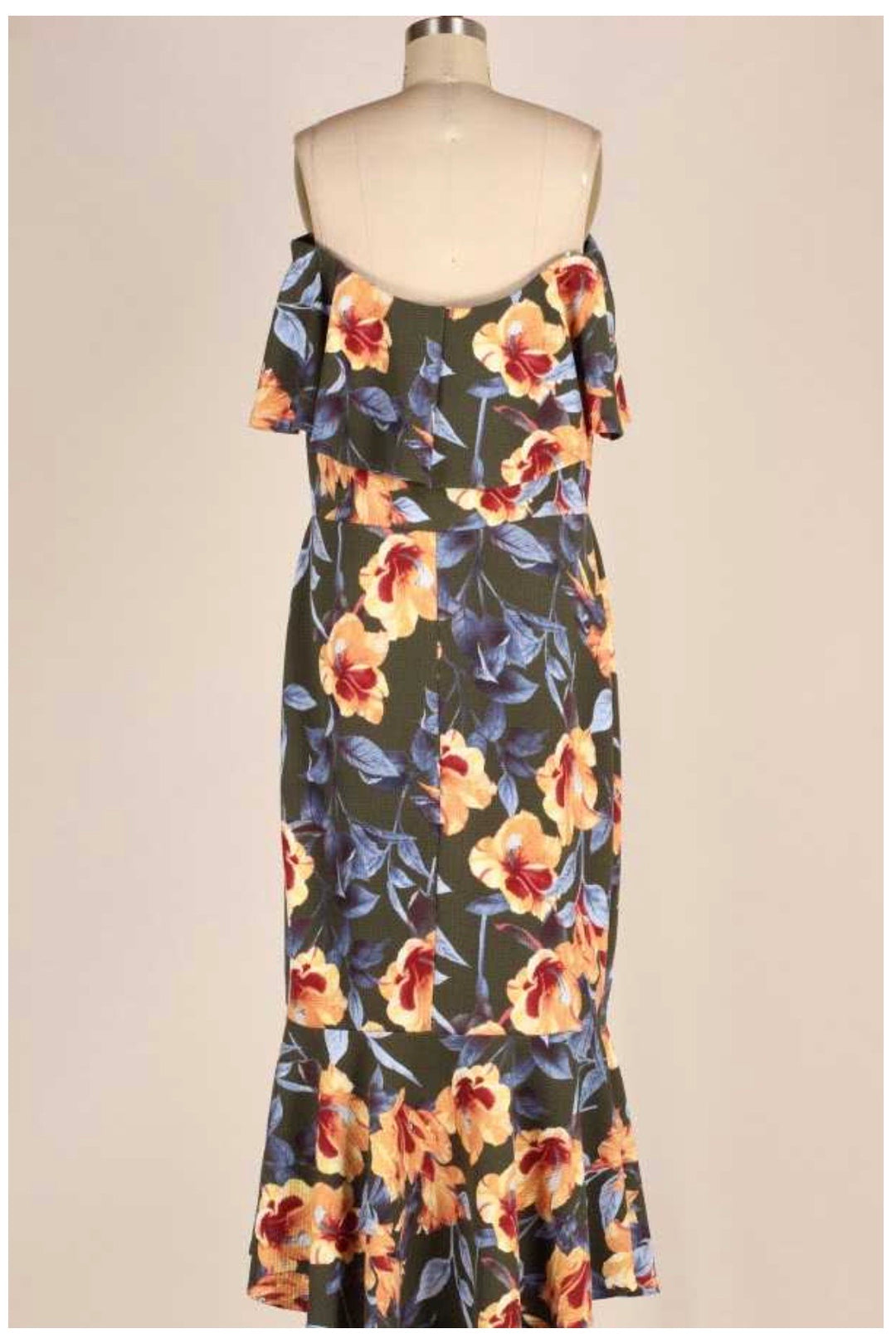 Midi Dress Little Mistress Blue Floral Dress Xscape Off-the-Shoulder  Embroidered 3D Floral Lace Mermaid